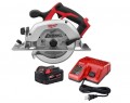 Milwaukee M18 18-Volt Lithium-Ion Cordless 6-1/2 in. Circular Saw with M18 Starter Kit One 5.0Ah Battery and Charger