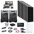 Complete Solar Kit - 7,200W 120/240V Output / 7,200wH Lithium Battery Bank + 6 x 200W 12V Mono Solar Panels | [Dual EcoFlow DELTA PRO Hex Kit]