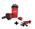Milwaukee M18 FUEL 18V Lithium-Ion Cordless Drain Cleaning Snake Auger Kit with M18 4-1/2 in. Cut-Off/Grinder
